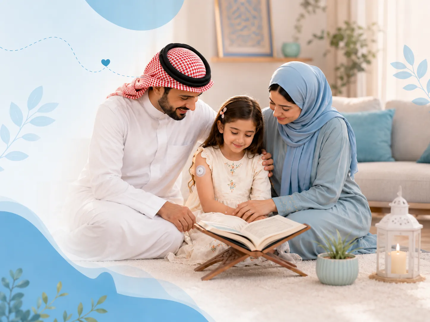 أم تحتضن طفلها عند نافذة مضاءة بنور الفجر